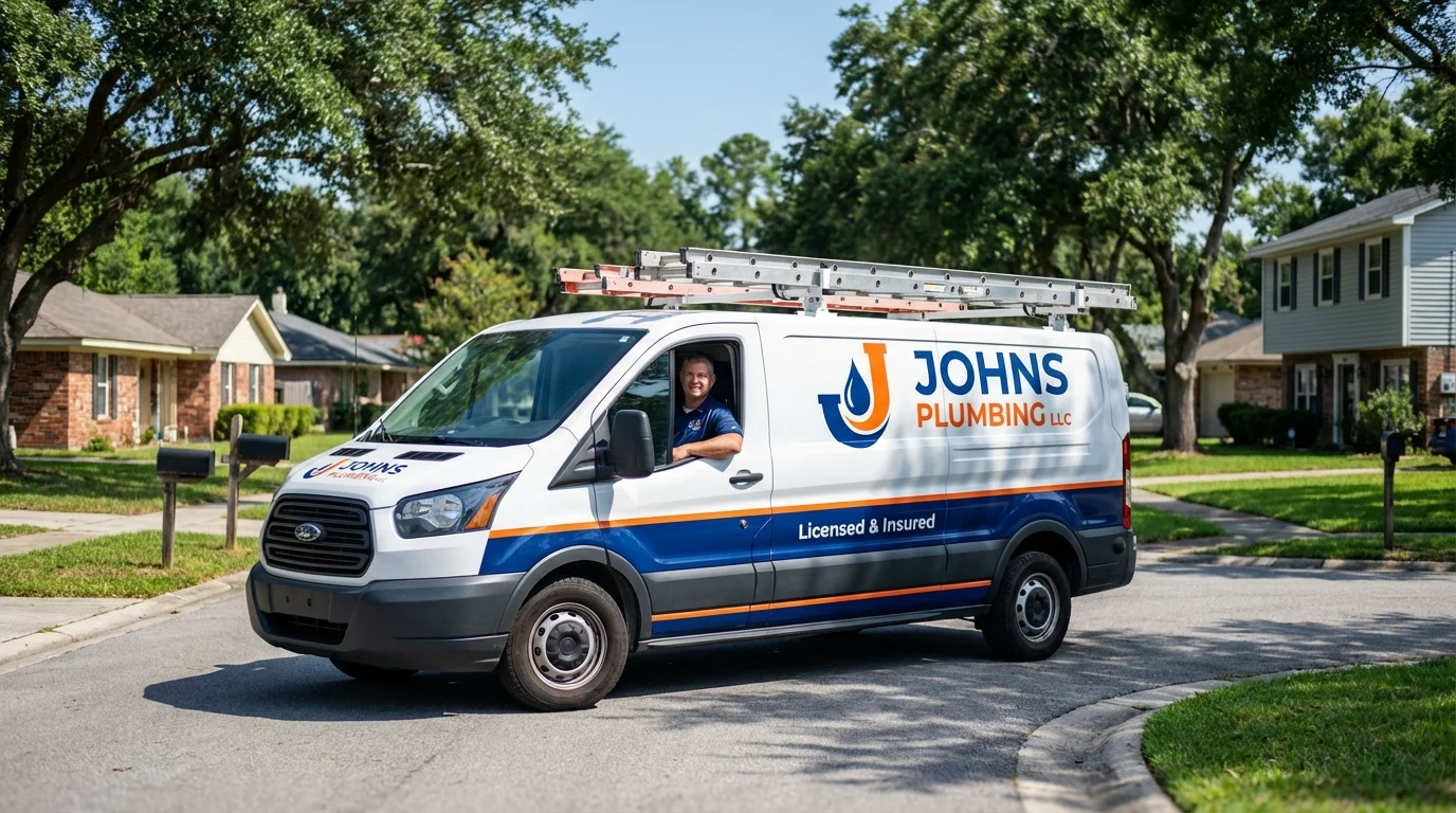 Johns Plumbing LLC service van in Janesville, WI
